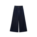 Early autumn retro micro-pull jeans women's dark blue thin flared pants