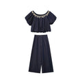 Fashion temperament pants two-piece denim suit
