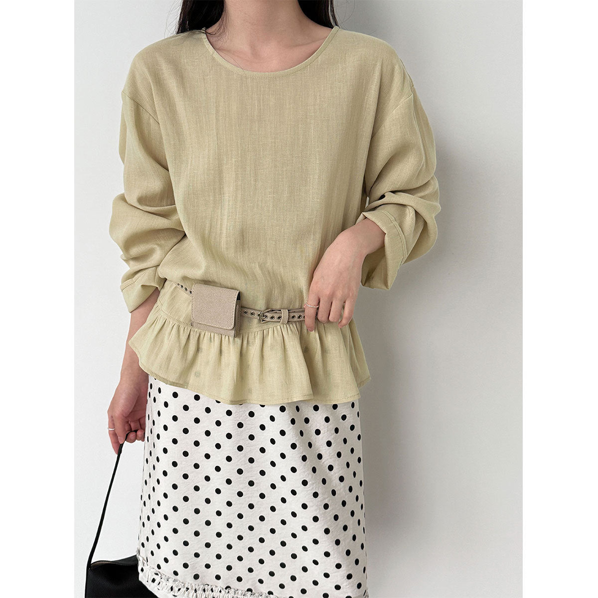 Korean gentle ruffle leaf top