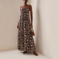 Women's Fashion Printed Long Dress Loose Halter Holiday Style Sexy Suspender Dress