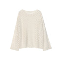 Spring Korean Tencel hemp shoulder-down knitted sweater loose temperament versatile hollow