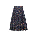Women's High-Waist Floral Print Pleated Slim Maxi Skirt