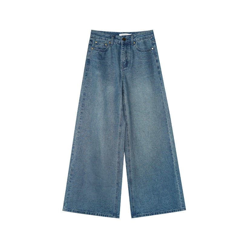 Summer Korean temperament versatile wash water high waist thin wide leg jeans