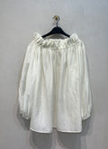 Spring and summer retro age-reducing lotus leaves, one-word shoulder collar, two tops, loose and thin casual semi-transparent shirts