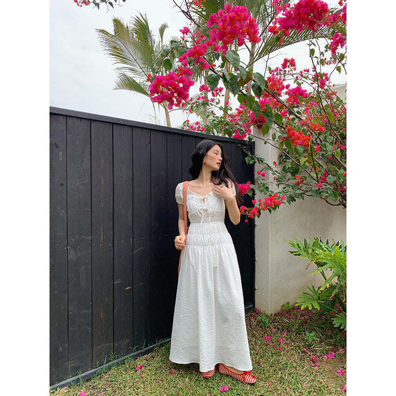 Lace-Up Square Neck Maxi Dress