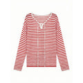 Korean striped contrasting knitted blouse