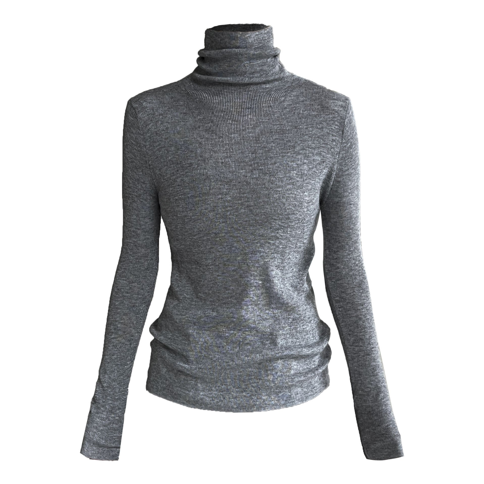 Korean stacked turtleneck knitted sweater bottoming sweater women's autumn and winter slim and thin wool top