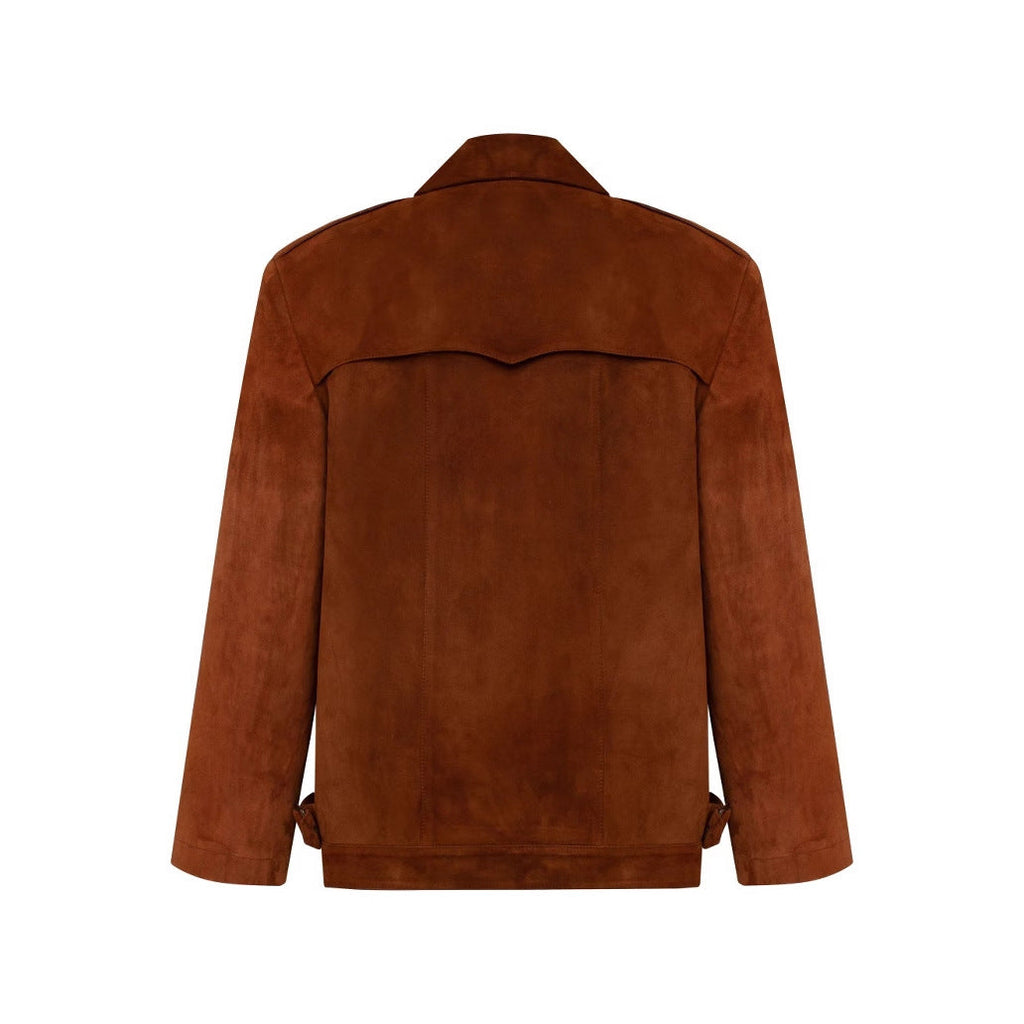 Vintage suede jacket with biker lapels cropped jacket