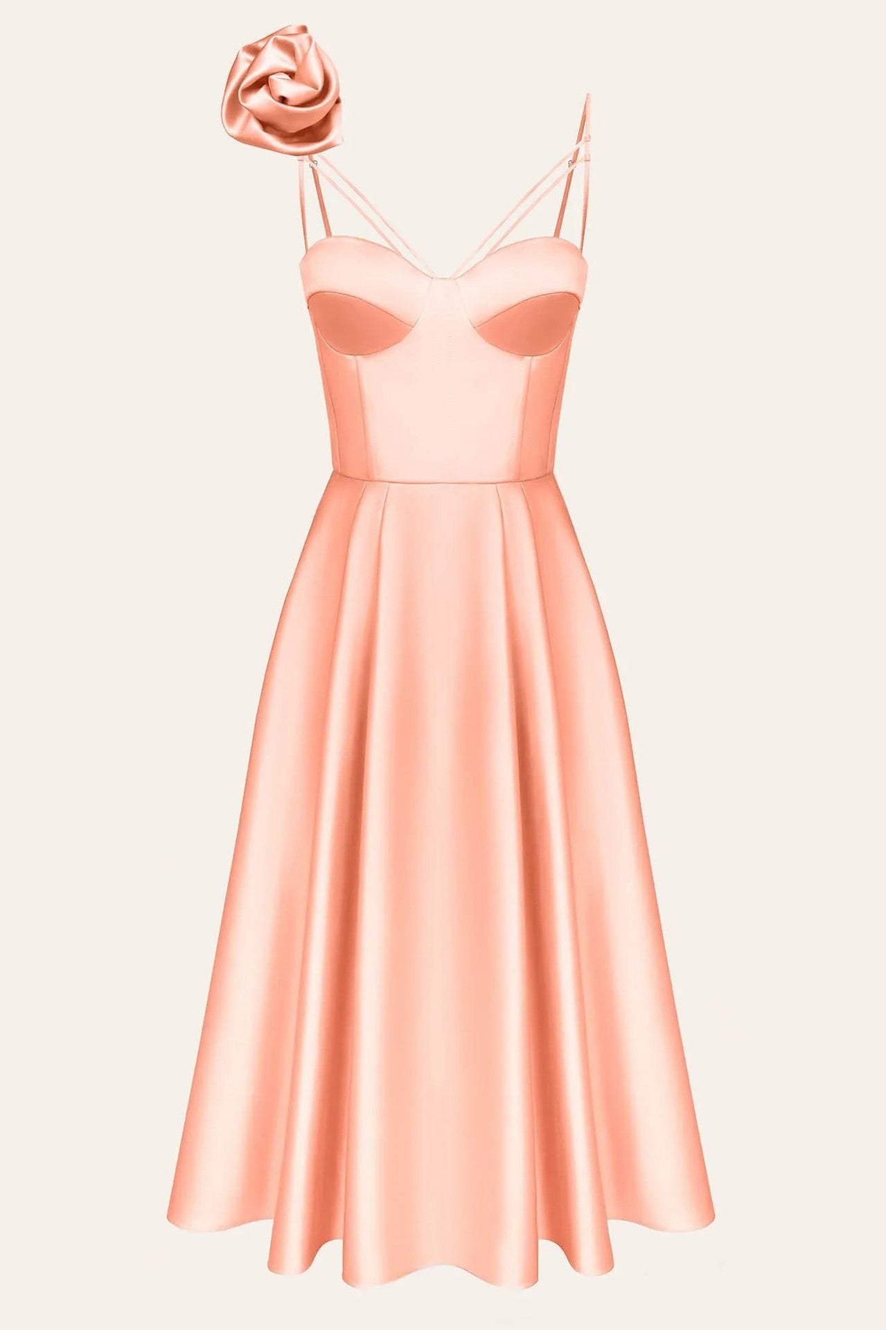 High-end dress French dress sexy hollow suspender skirt three-dimensional flower medium and long dress