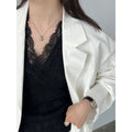 Tencel V-Neck Sleeveless Lace Bottom Vest