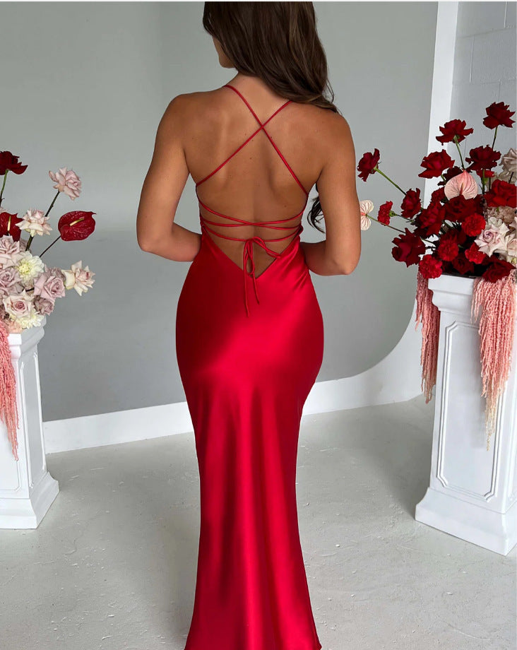Satin Halter Maxi Dress