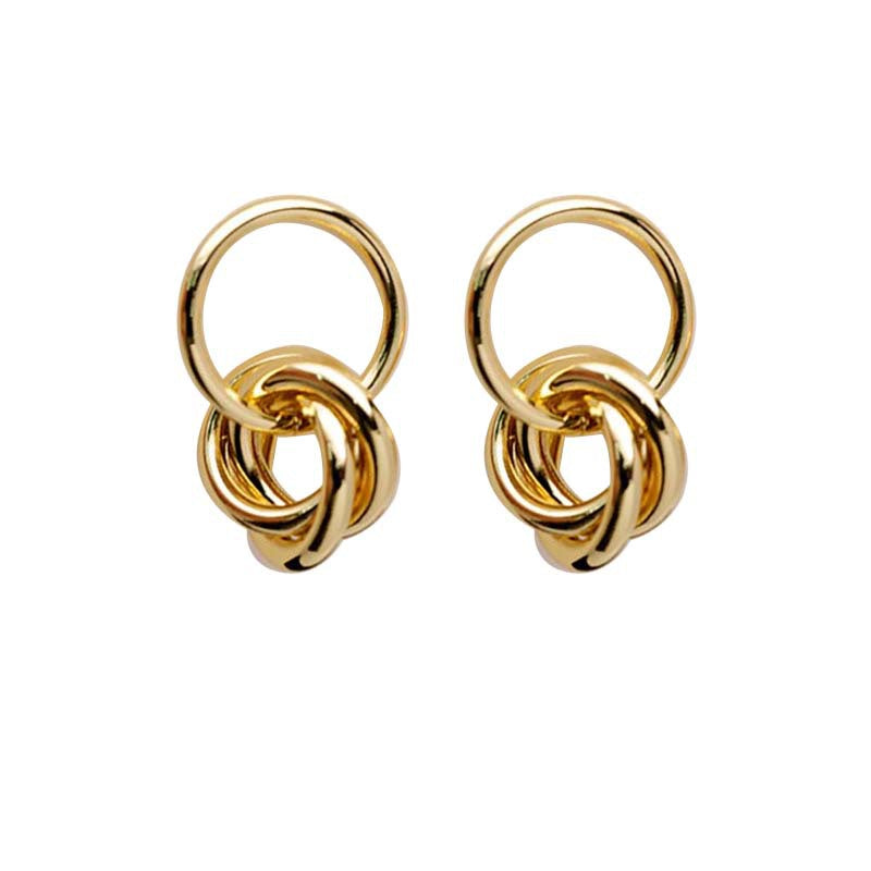Wind gold circle geometric twist multi-layer twist earrings niche design sense fashionable versatile earrings