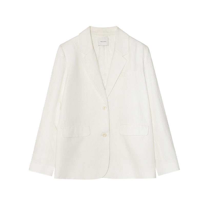 Heavy industry embroidered loose linen blazer