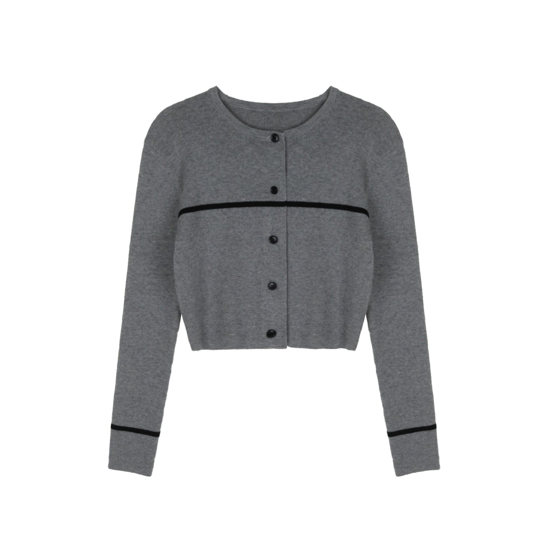 Korean niche contrasting color wool cardigan knitted sweater stacked with short tops