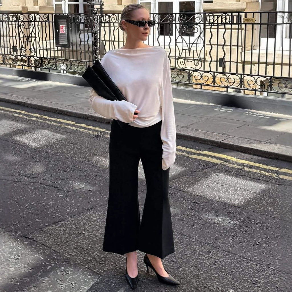 Stylish sexy hottie big backless long sleeve casual top