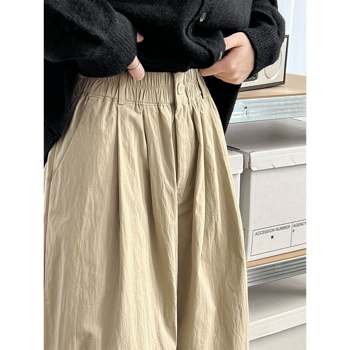 Japanese basic simple and versatile loose trousers women's autumn new straight casual wide-leg trousers