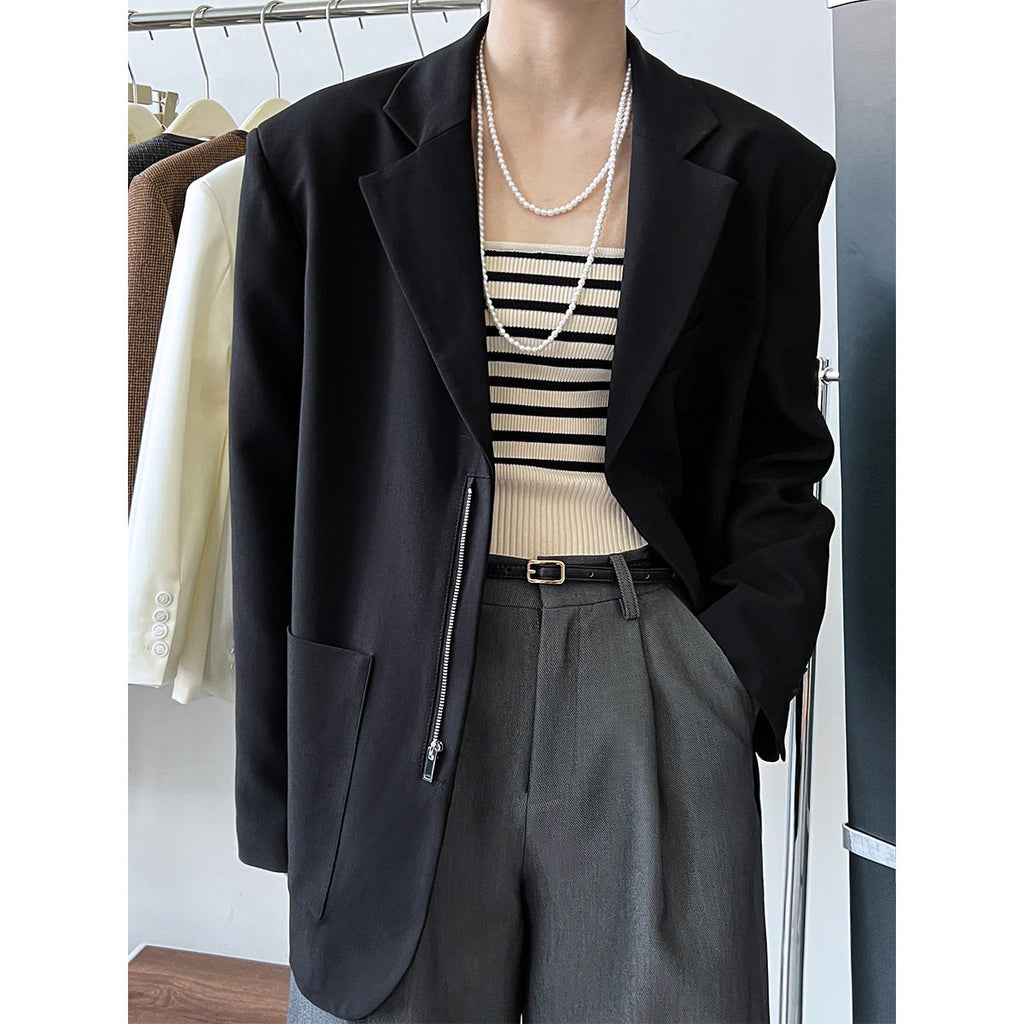TR drape fabric high-end temperament blazer women's fashionable design casual shoulder padded top