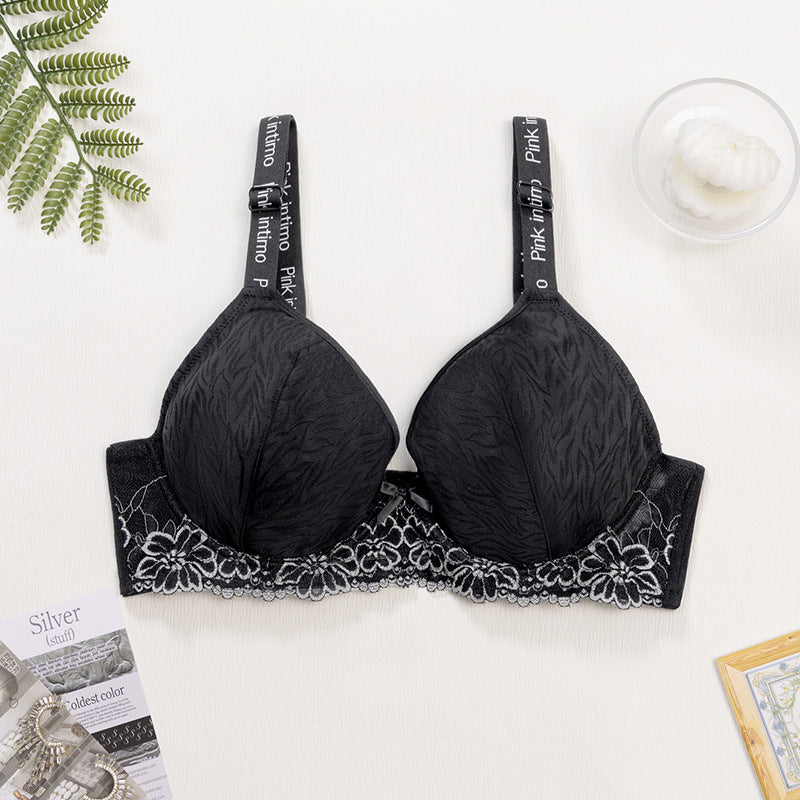 Large size women's bra lace comfortable gathering anti-sagging large chest small upper support large size underwear
