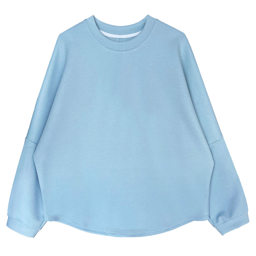 Spring new air cotton T-shirt women's loose silhouette lazy Japanese minimalist shoulder sleeves sweater thin