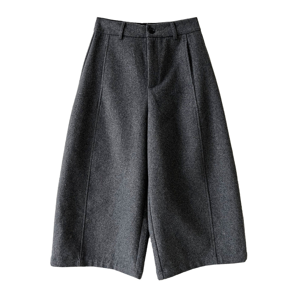 Korean wool three-dimensional loose wide-leg pants women's autumn new thin high-end nine-point pants