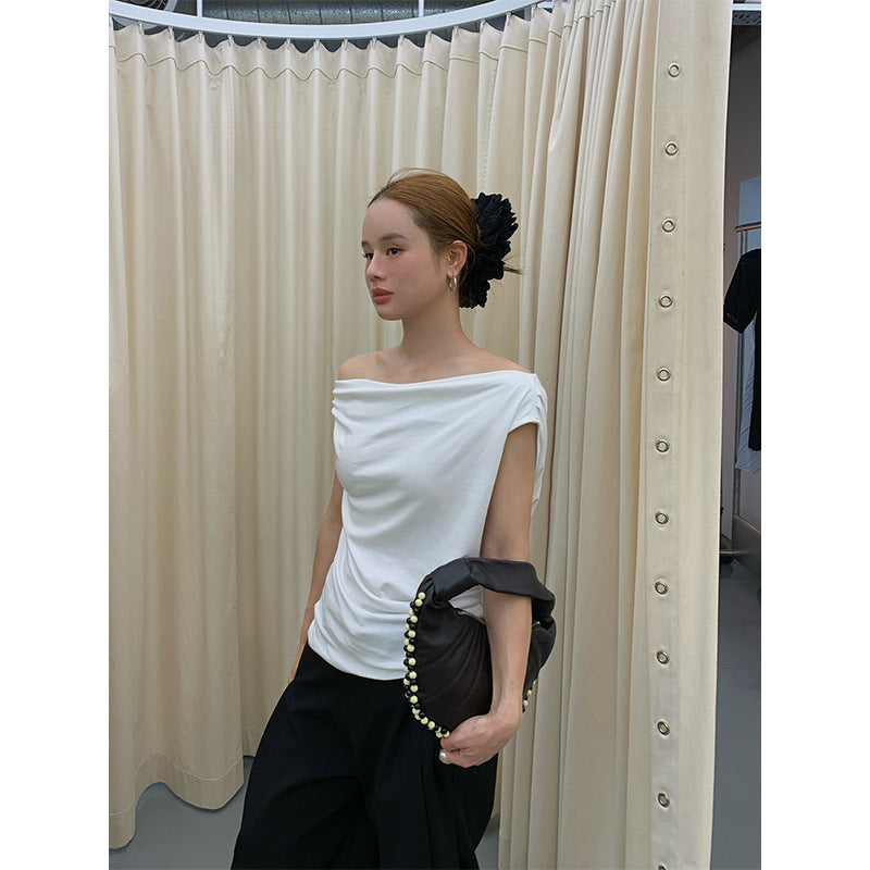 Lace-up sexy fashion off-the-shoulder celebrity vest
