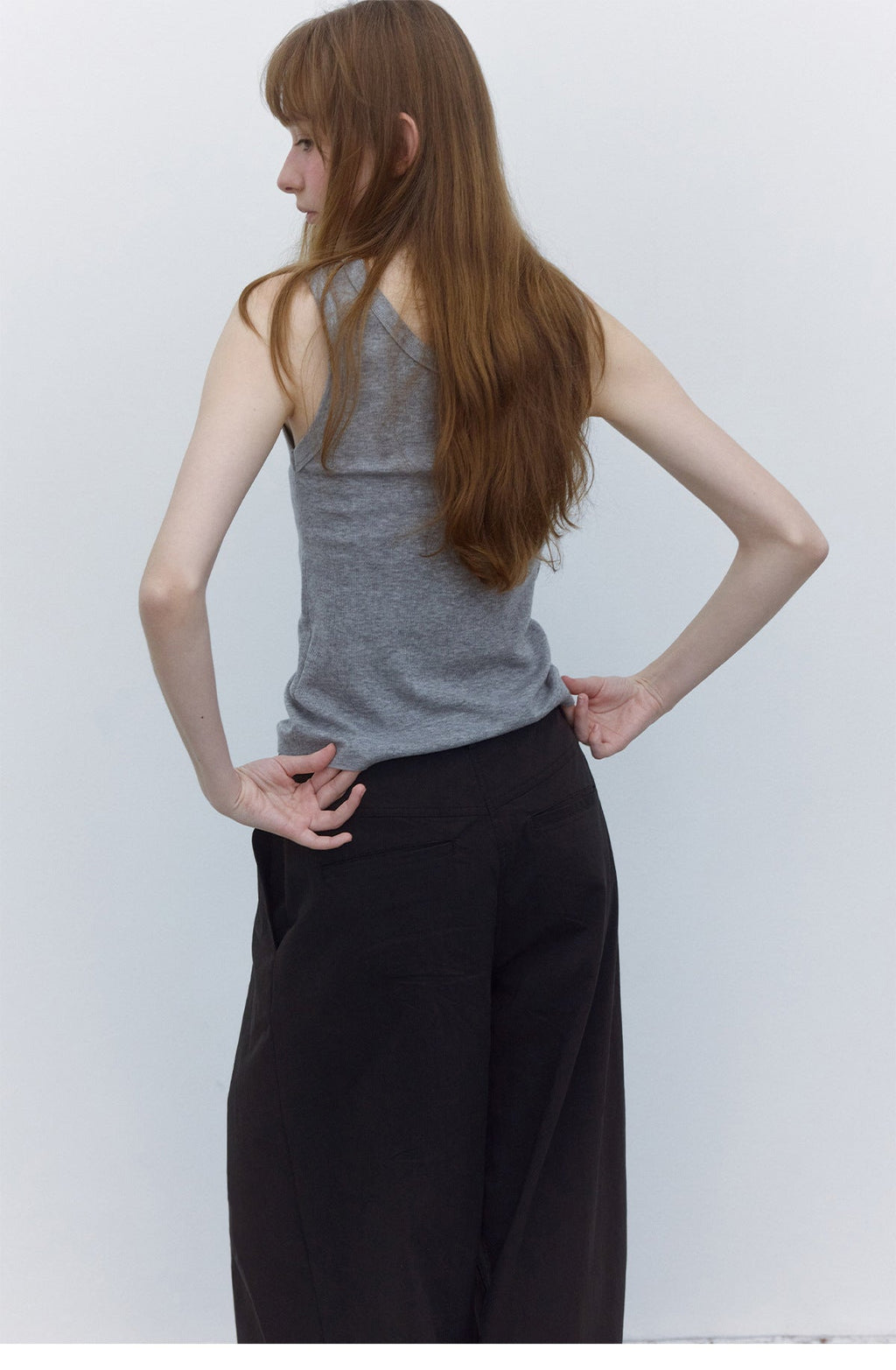 Autumn new U-neck casual wool blended simple versatile wide-edge knitted vest