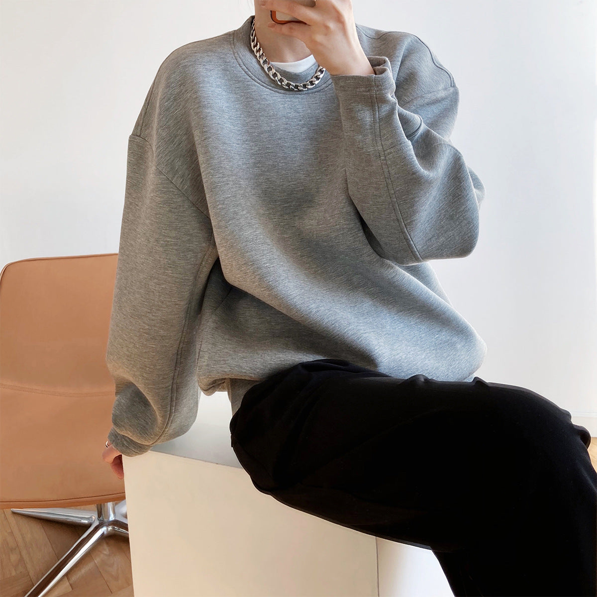 Stylish space cotton sweater spring and autumn thin design sense loose ins lazy wind air layer top