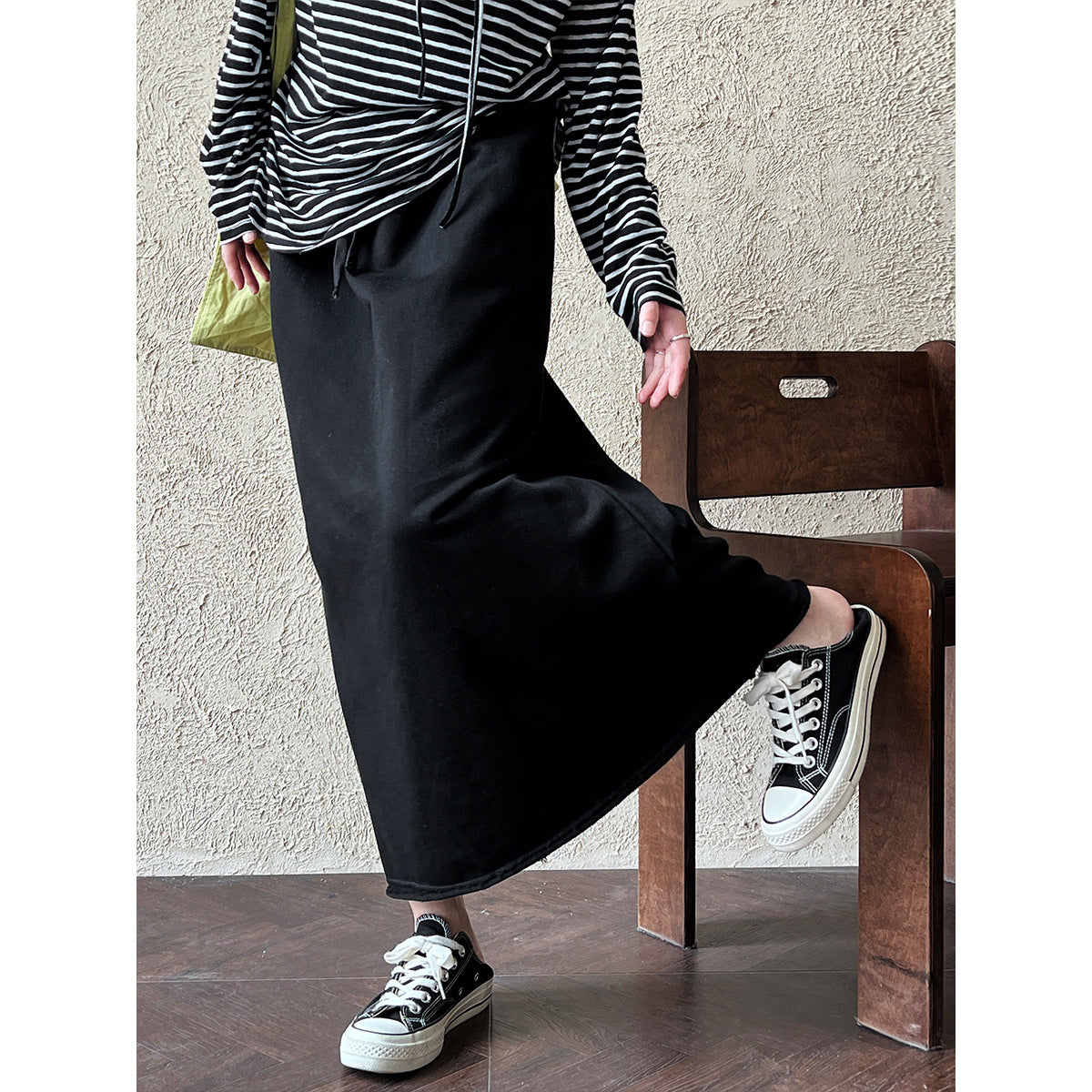 Fashion skirt casual lazy women's autumn A-word curling skirt loose and thin elastic waist skirt