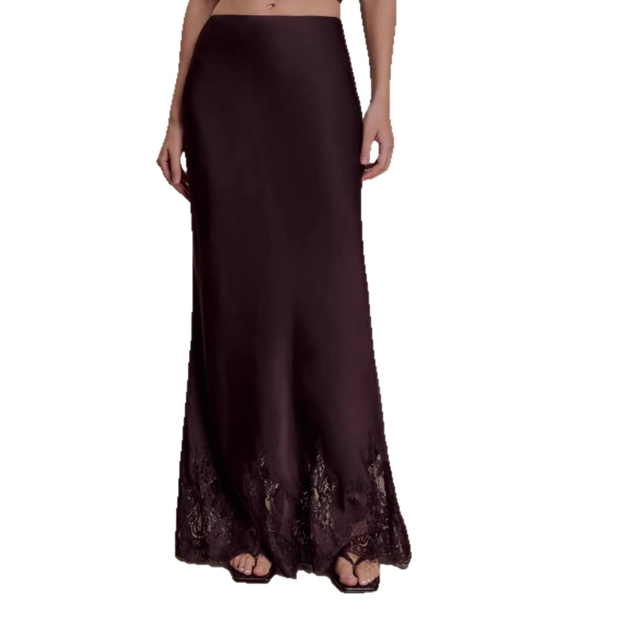 New vacation style mopping splicing skirt sexy satin lace lace skirt women