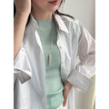 Simple slim temperament flying sleeves wool knitted top women's 26 spring new versatile T-shirt