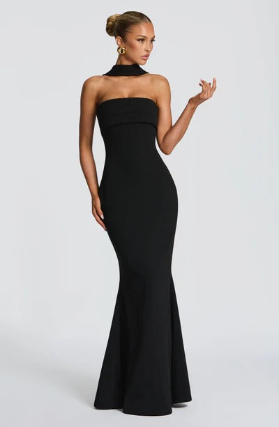 Slim-fit celebrity streamer halter hip skirt