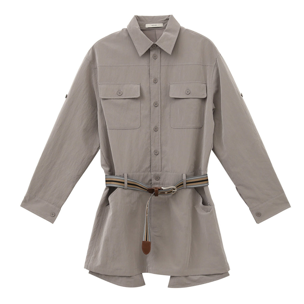 Velvet Shirt Dress Women Long Sleeve A-Line Lapel Button-Up Mid-Length
