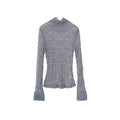 Elegant Slim Pile Long Sleeve Turtleneck Lace Bottom Shirt