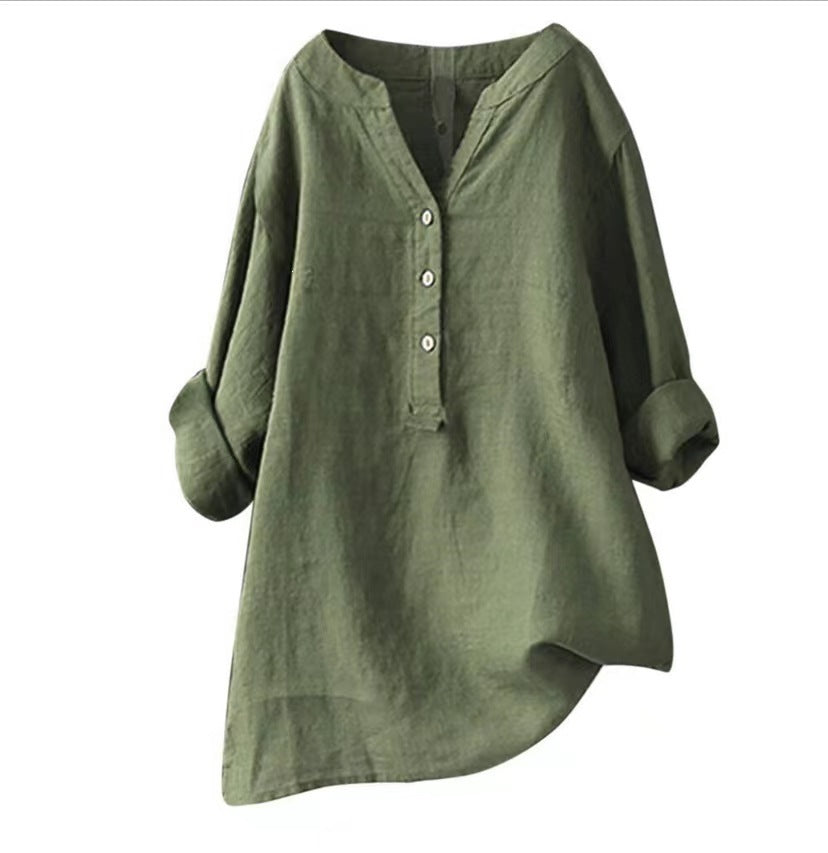 Loose Casual Women's Stand-Up Collar Top Women's Shirt Crew Neck