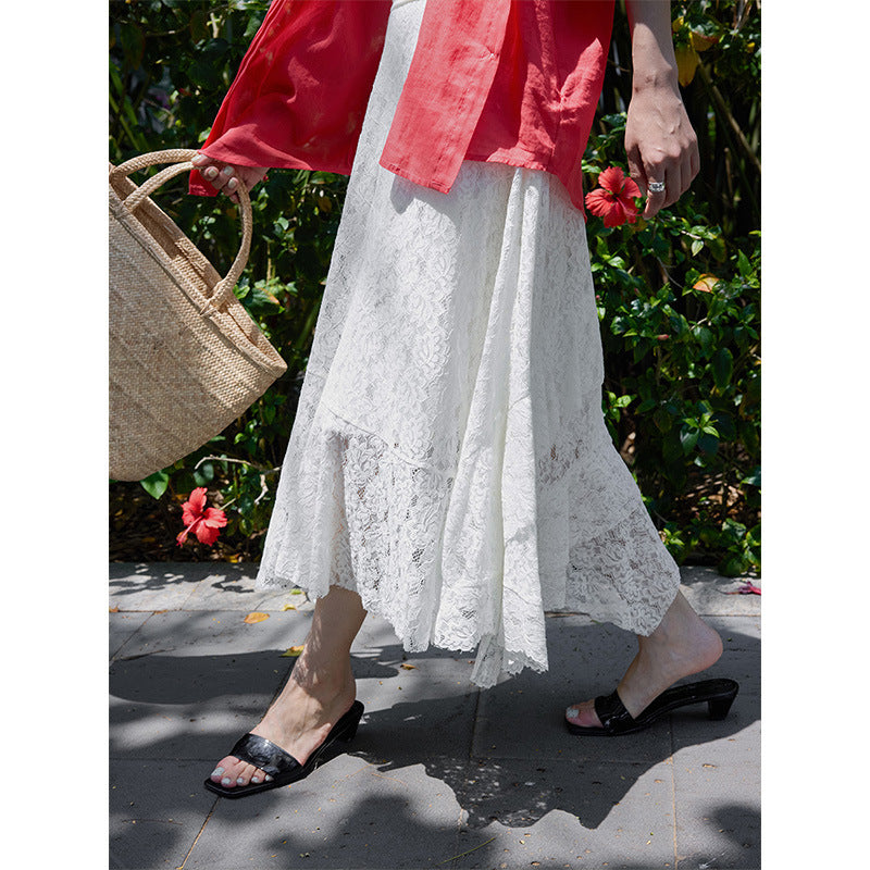 Lace split splicing smart kelp skirt skirt