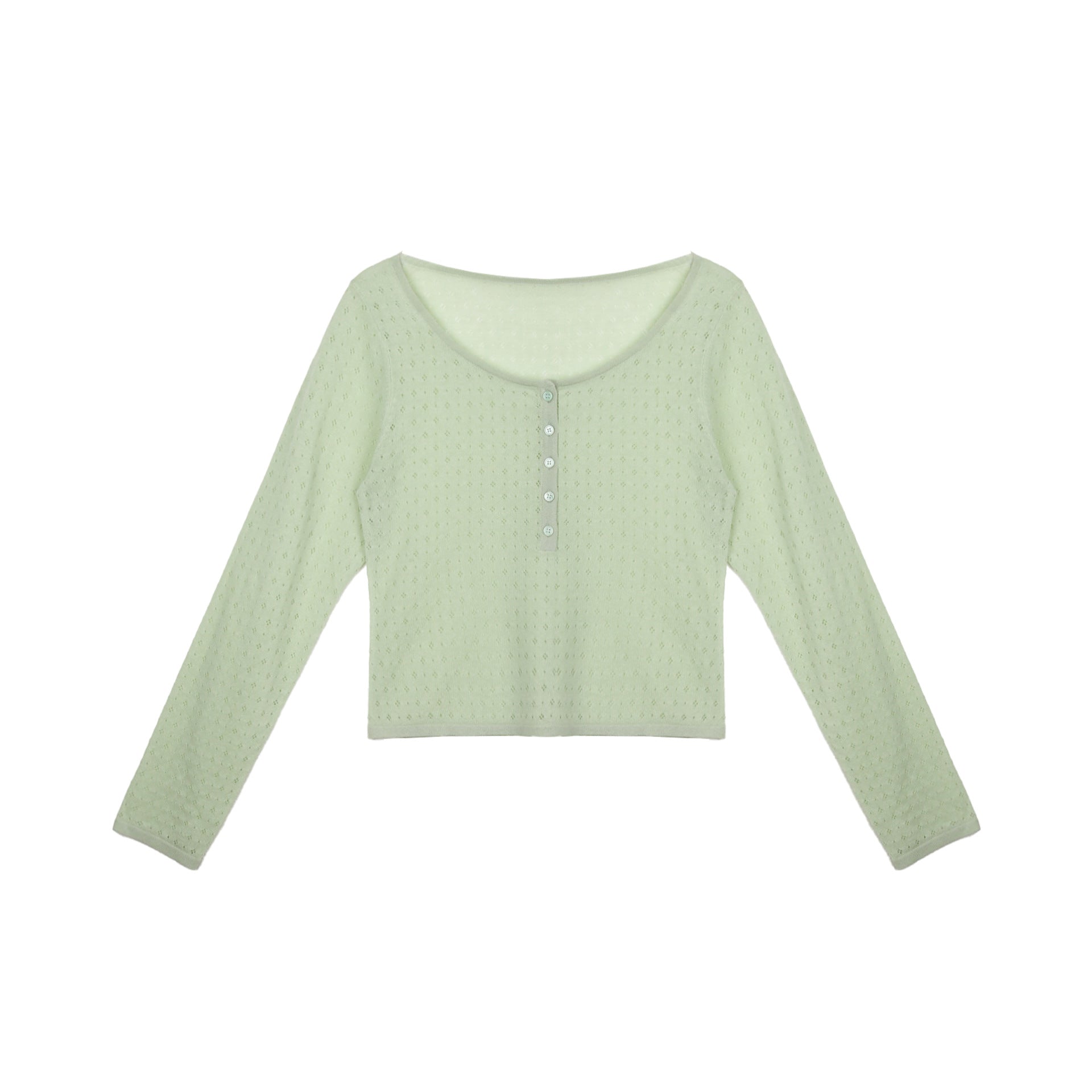 Tencel linen hollow short knitted sweater Spice girl stacked top