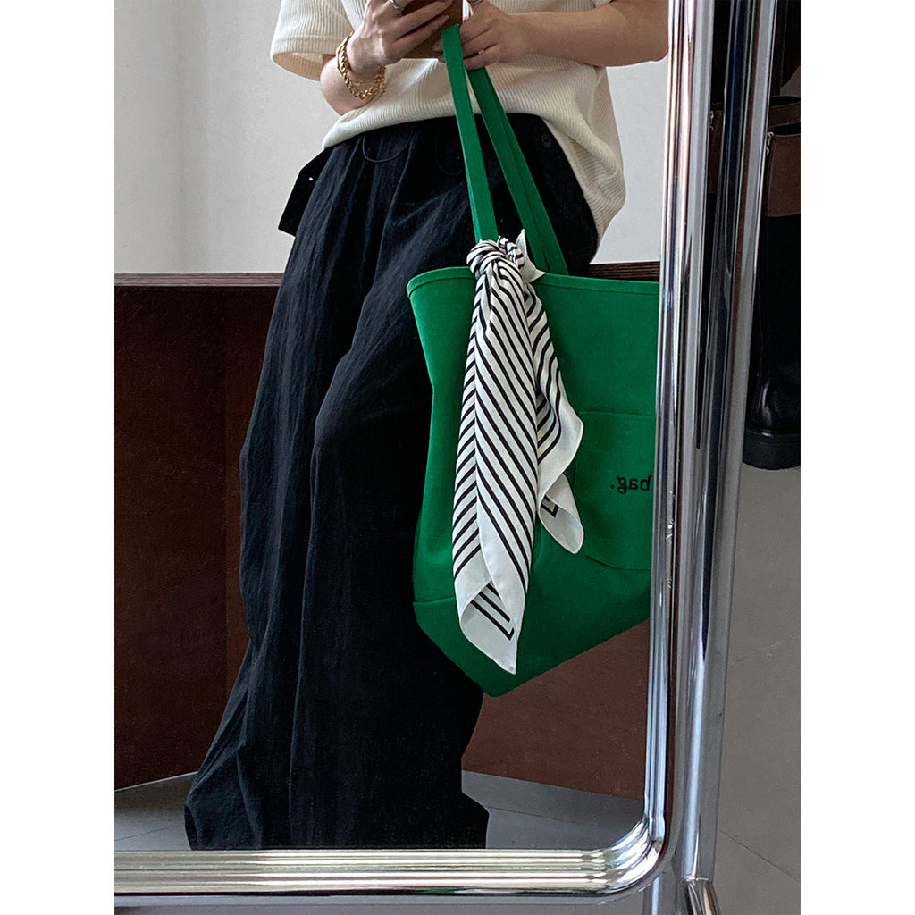 Japanese lazy slacks drawstring elastic high waist loose silhouette slimming workwear style wide-leg pants for women
