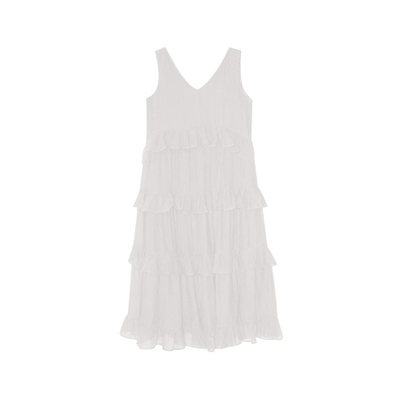 Mori beautiful simple ruffle edge sleeveless dress