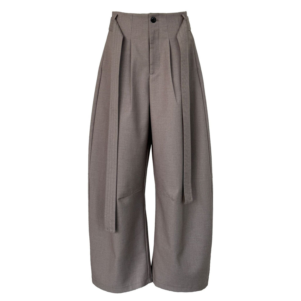 Yamamoto style design drape wide-leg pants women's 26 early spring high-waisted casual lazy strap-on trousers