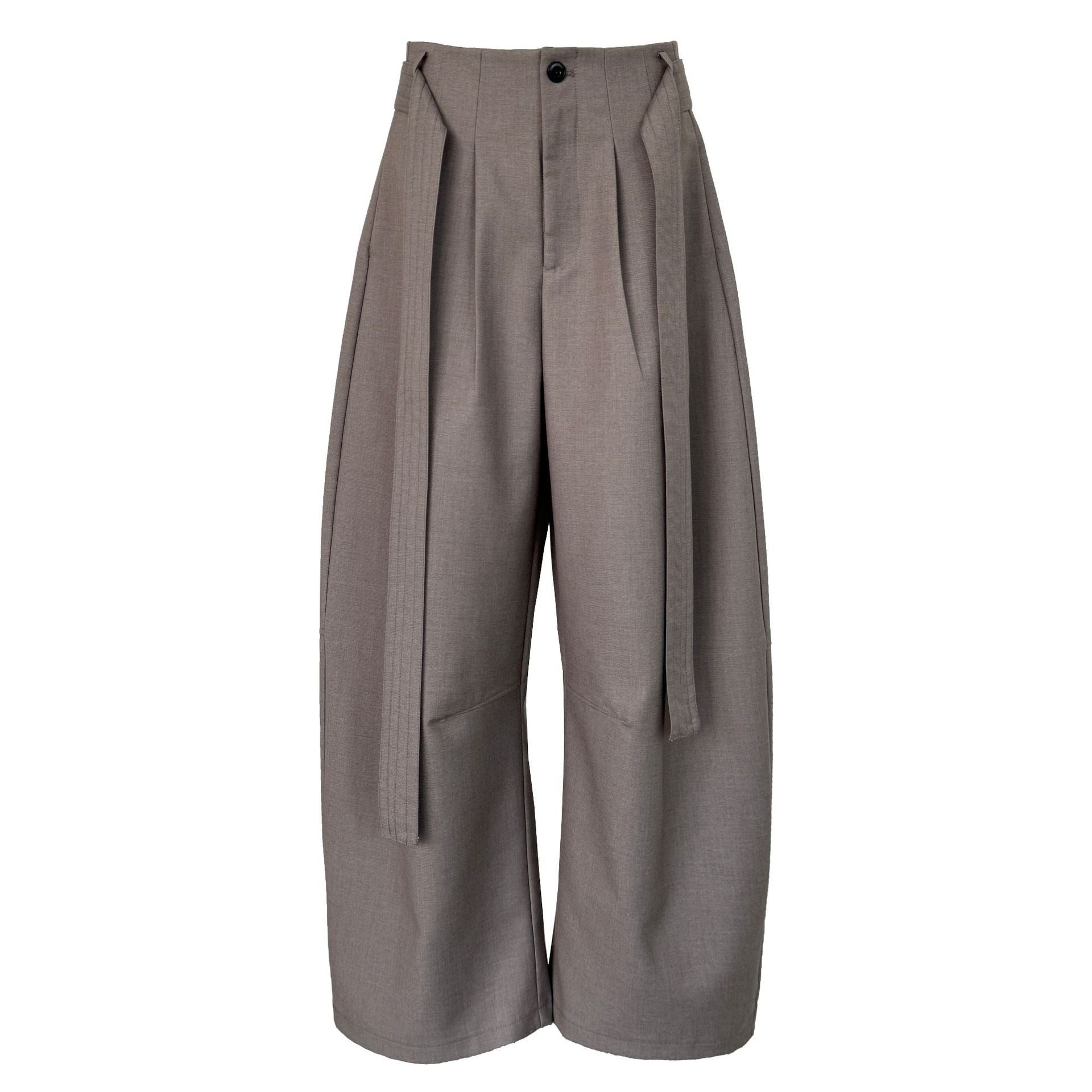 Yamamoto style design drape wide-leg pants women's 26 early spring high-waisted casual lazy strap-on trousers