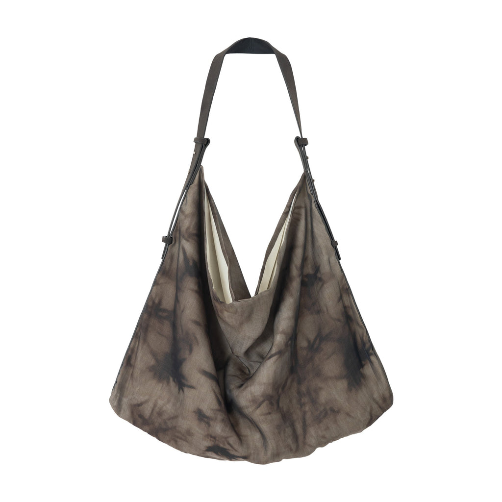 Summer new plant smudge printing Tencel hobo bag