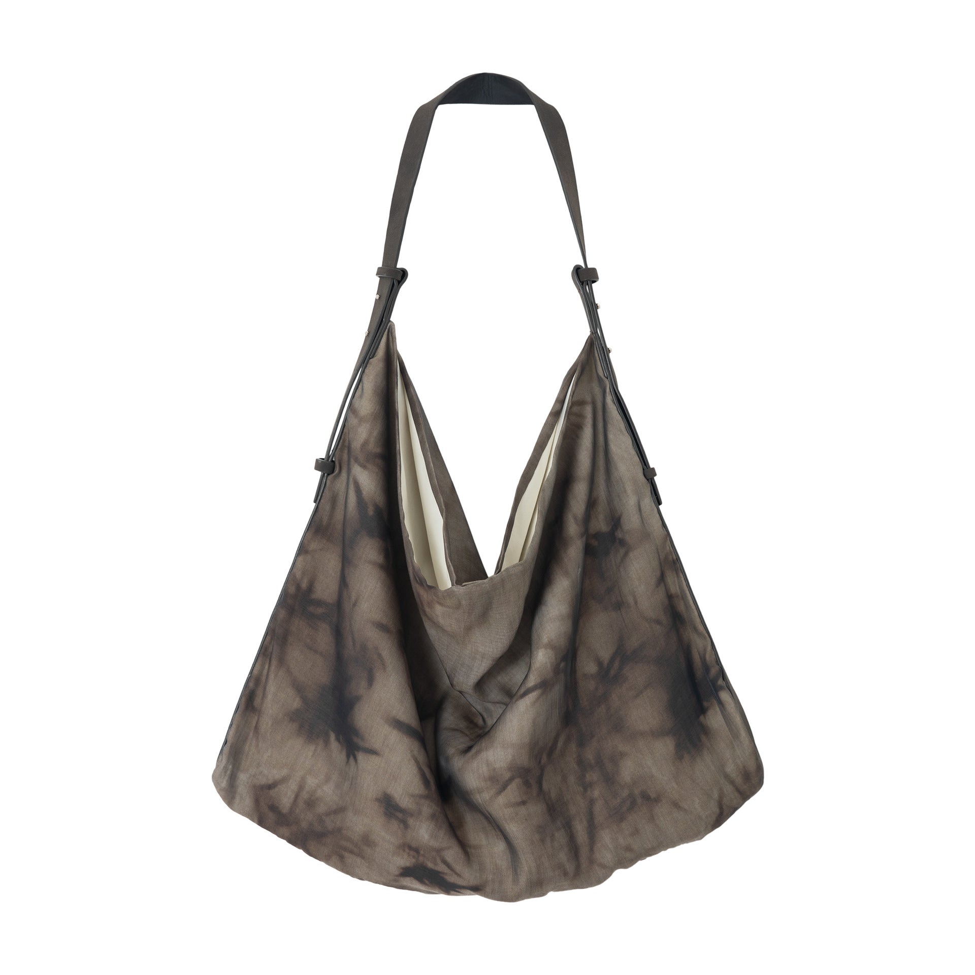 Summer new plant smudge printing Tencel hobo bag