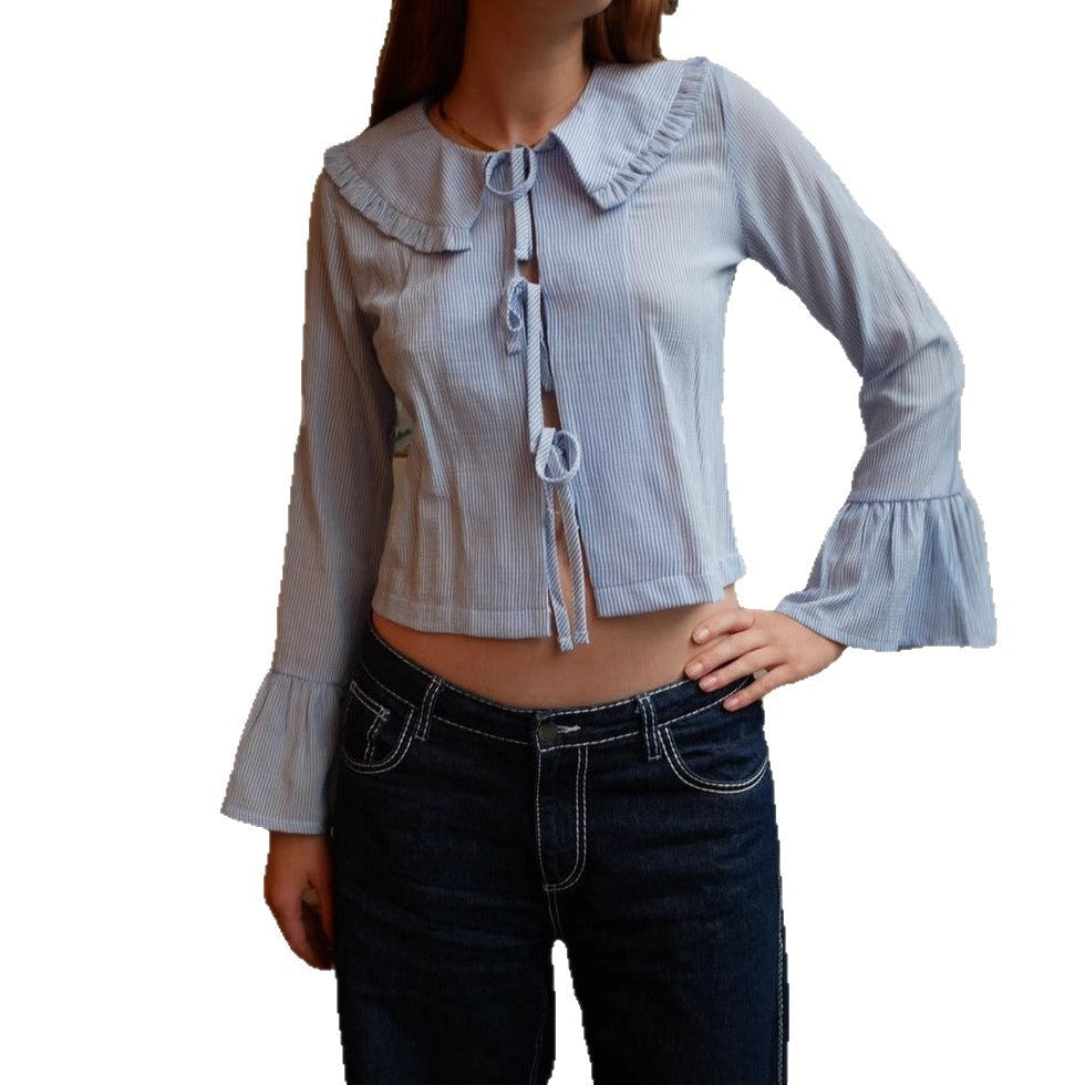 Stylish casual versatile lace-up shirt