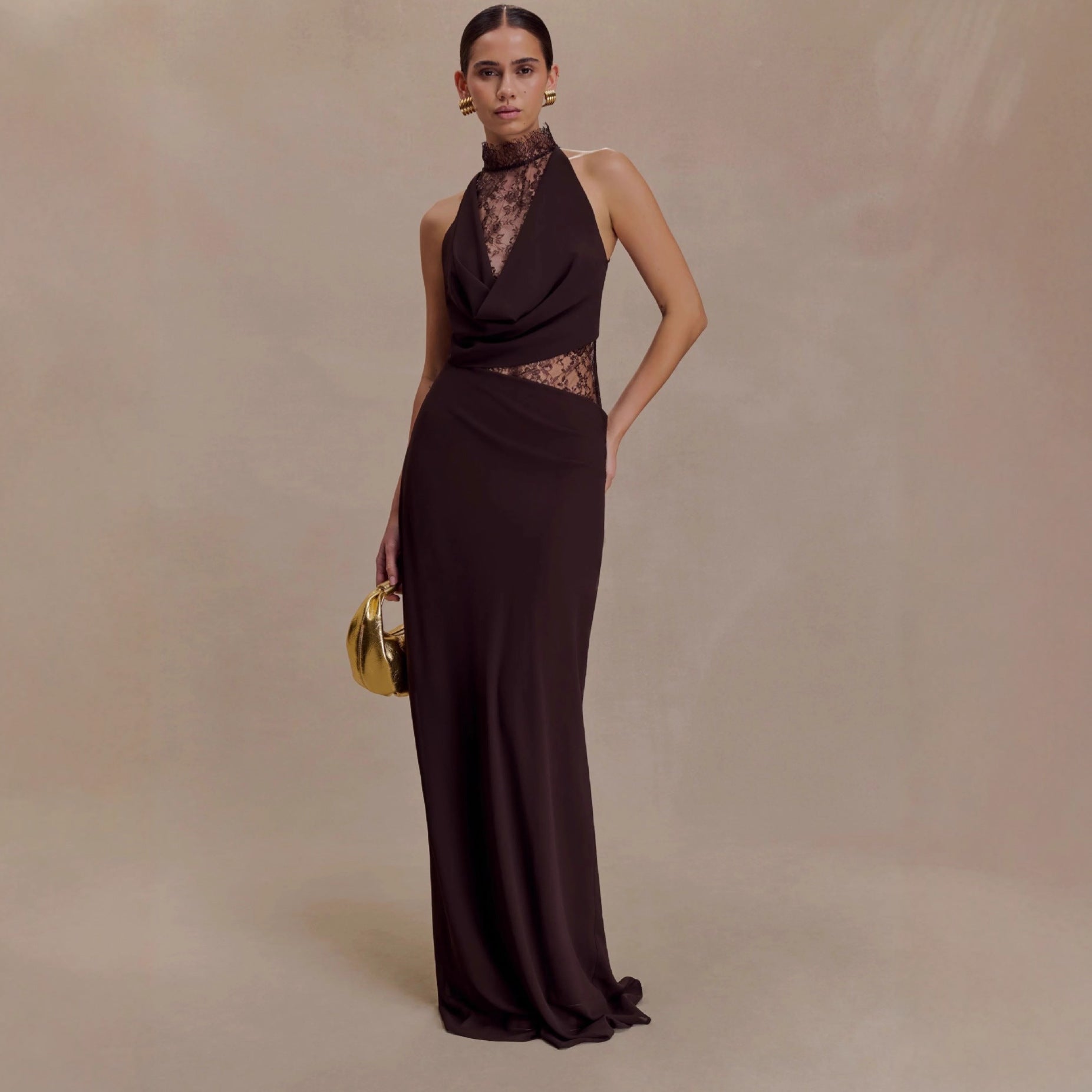 New neck lace splicing hip skirt swing collar sexy dress Spice girl evening dress