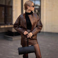 Set of leather jacket jacket female royal sister wind skirt set