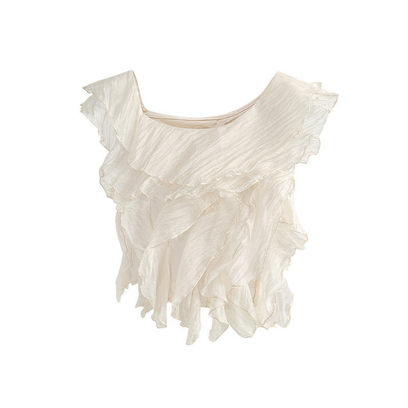 French Style Off-Shoulder Ruffle Chiffon Shirt | Sweet Elegant Blouse