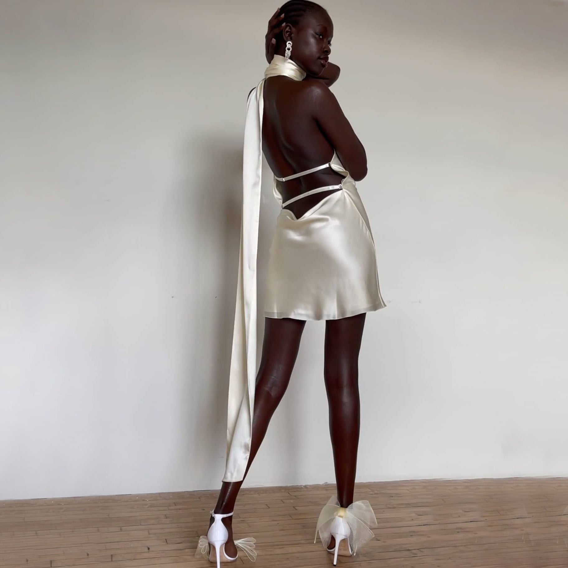 Satin Halter Mini Dress