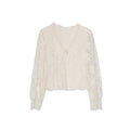 Winter French Heavy Industry Light Luxury Foreign Embroidered V-Neck Long Sleeve Lace Shirt