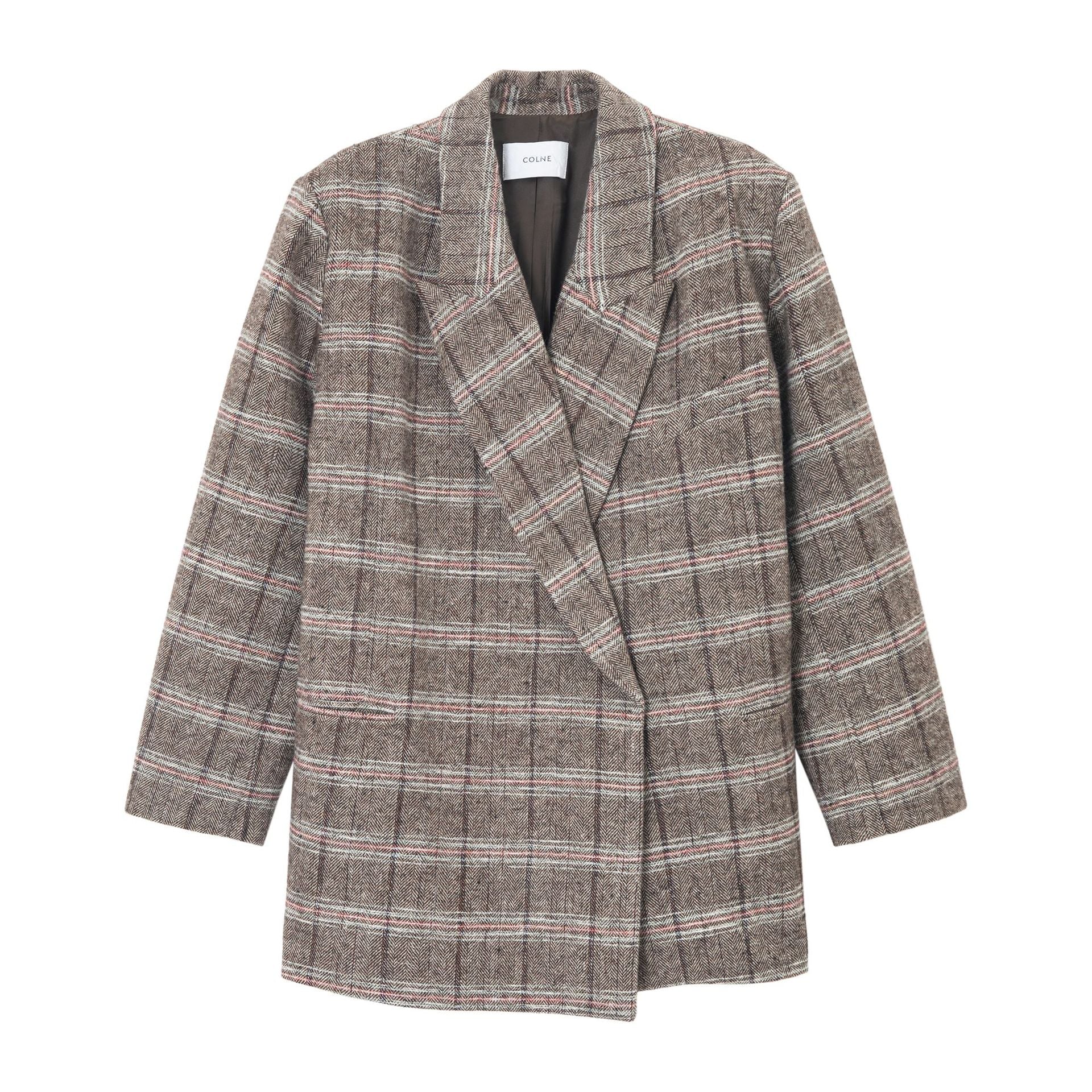 Autumn Design Retro Casual Wool Plaid Classic Wide Shoulder Suit