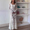 Openwork lace see-through long sleeve hottie sexy dress